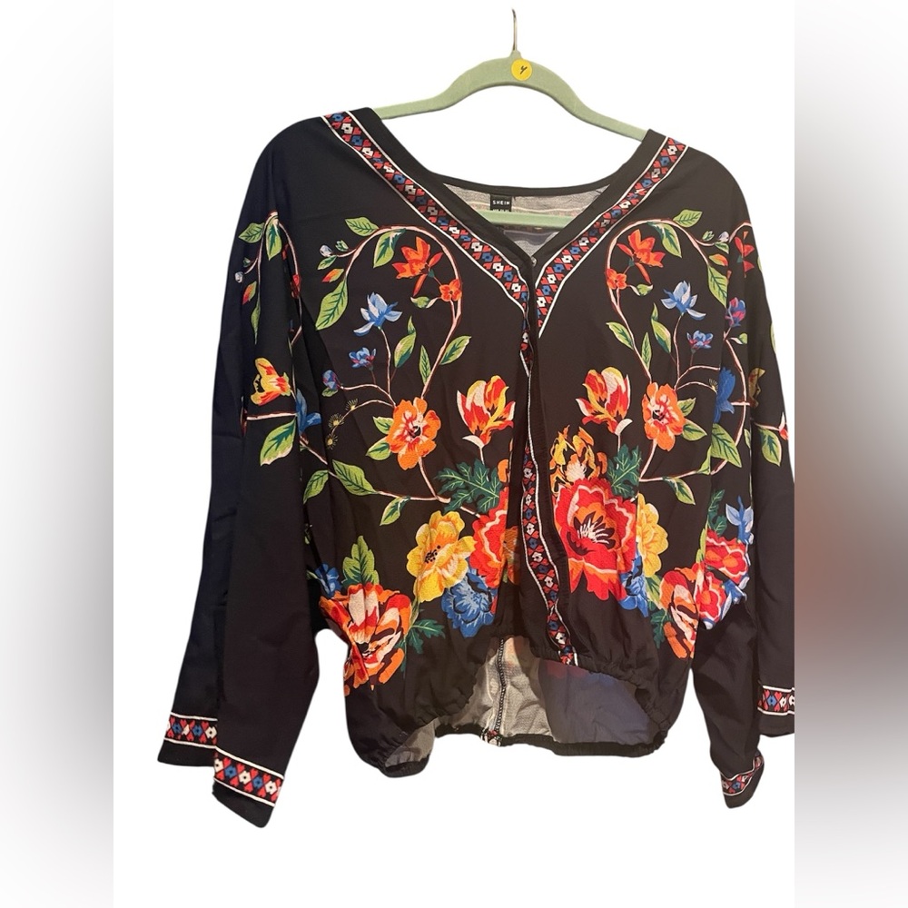Boho Floral Ladies Multicolored Top Sz XL - Picture 4 of 9